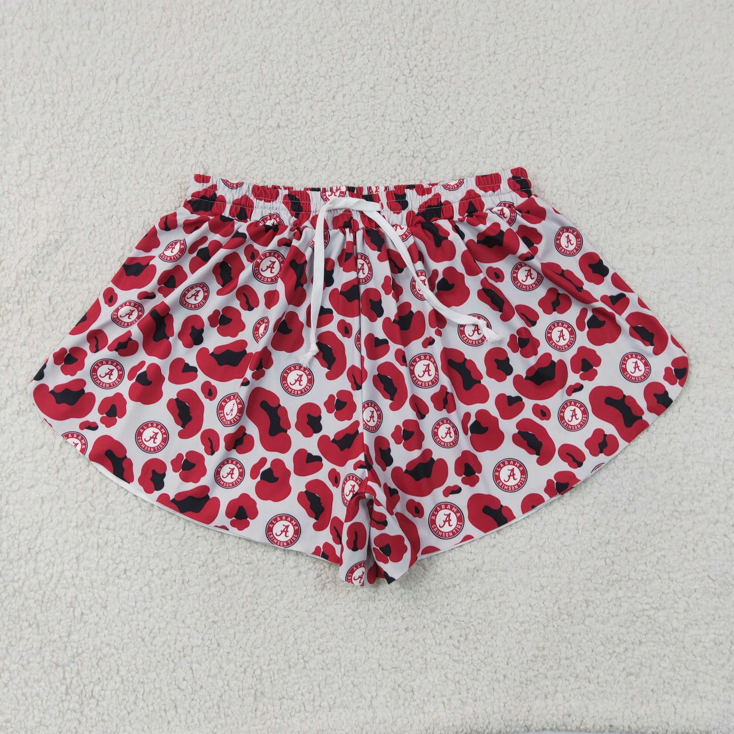 Adult Women Red Leopard A Team Yoga Active Ruffle Shorts Bottom RTS