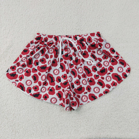 Adult Women Red Leopard A Team Yoga Active Ruffle Shorts Bottom RTS