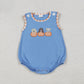 Baby Girl Short Sleeves Embroidery Dogs Pumpkins Thanksgiving Fall Romper RTS
