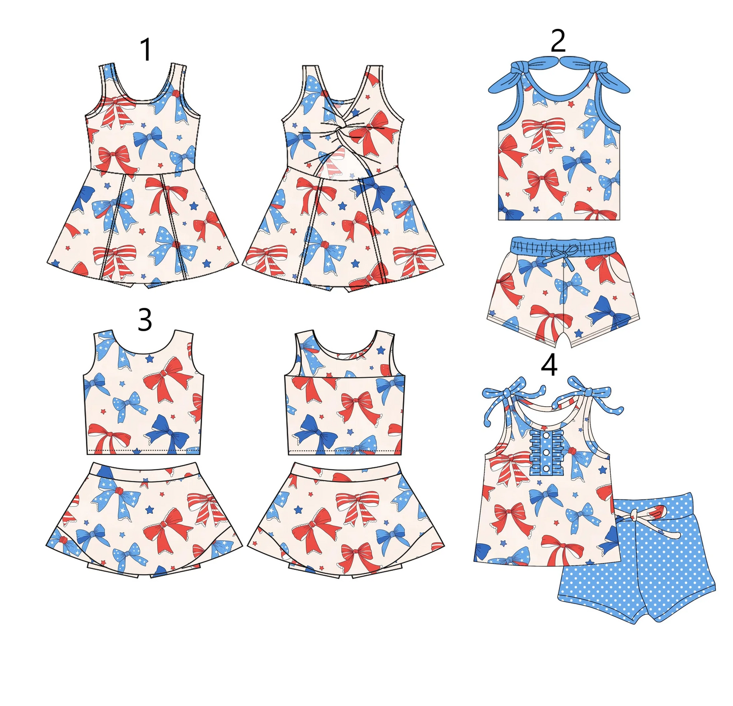 Baby Girl July 4th Bows Sibling Dress Set ( Moq 5 Each Style ) 3.5