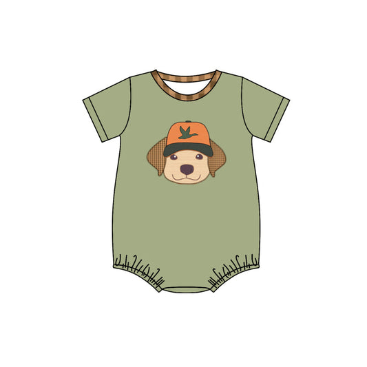 Baby Boy Short Sleeves Dog Duck Bubble Green Romper Moq 5