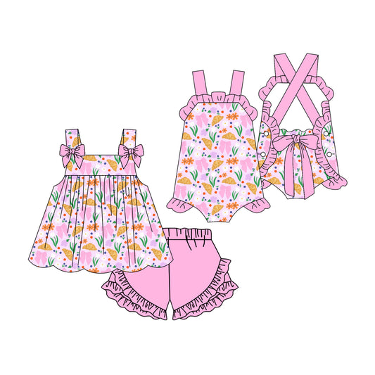 ( Moq 5 Each Style ) Sibling Baby Girls Kids Bows Flower Shirt Shorts Summer Set Romper