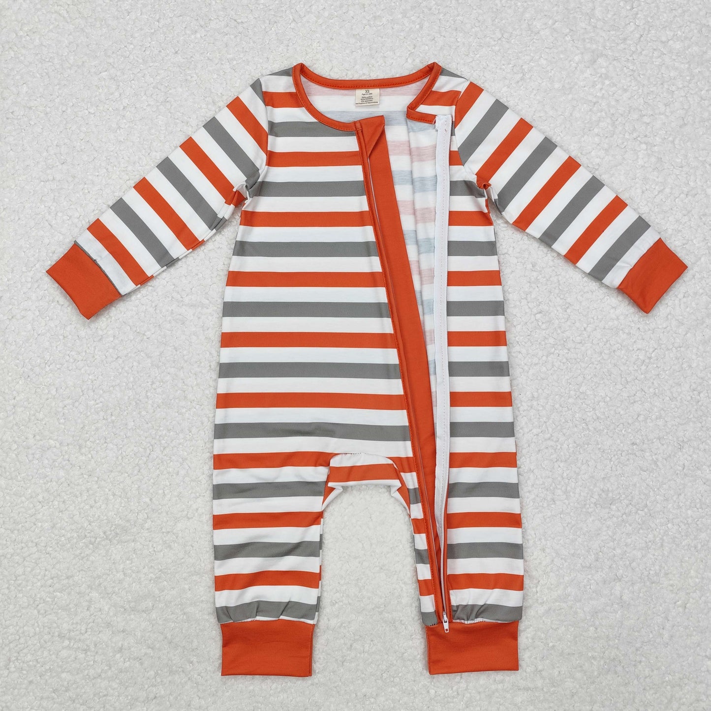 Baby Boy Long Sleeves Stripes Zipper Bamboo Romper