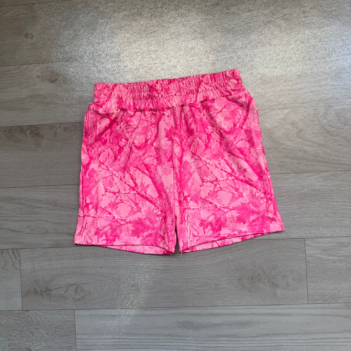 ( No moq ) Preorder Baby Girls Kids Leaves Pockets Pink Shorts Bottoms Camo Clothes
