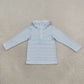 Sibling Baby Boys Girls Kids Long Sleeves Blue Stripes Zipper Pullovers Shirts Tops RTS