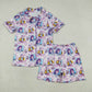 Adult Women Short Sleeves Singer Buttons Pocket Shirt Shorts Pajamas Set RTS