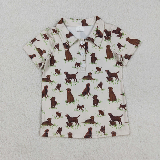 Baby Boy Short Sleeves Dogs Buttons Polo Shirt Tops RTS