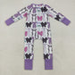 Baby Girl Long Sleeves Halloween Bows Purple Zipper Romper RTS