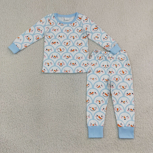 Baby Boy Kids Long Sleeves Shirt Pants Christmas Set Blue Pajamas Clothes RTS
