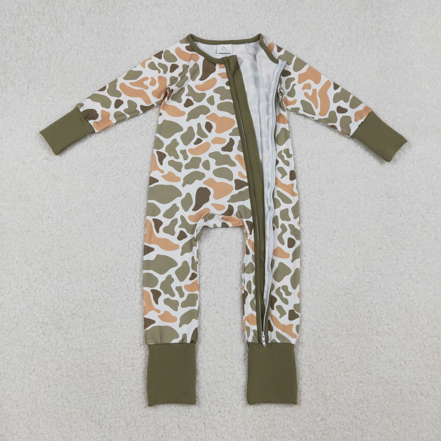 Baby Boy Infant Long Sleeves Camo Zipper Pajamas Romper RTS