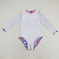 Baby Girl Long Sleeves Flower One Piece Swimsuit