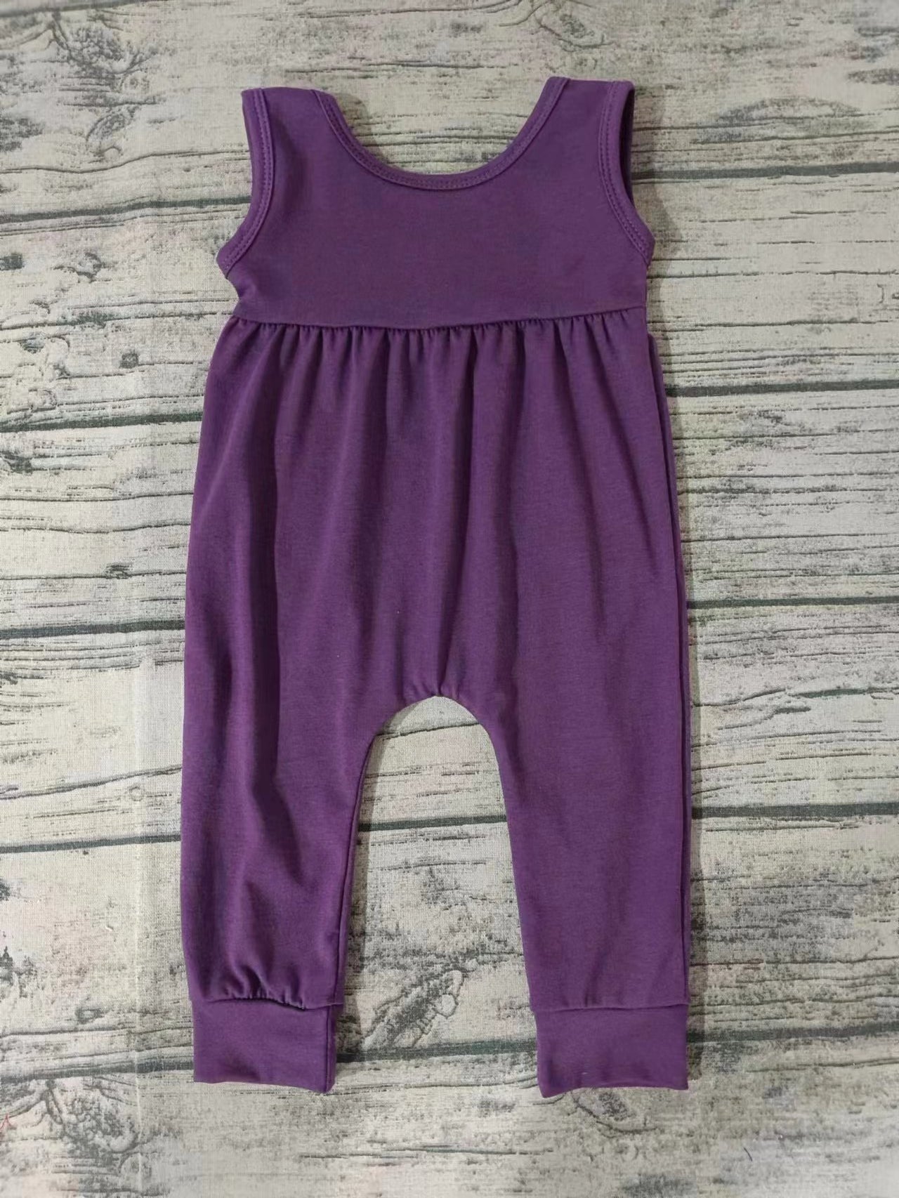 Moq 5 Baby Girl Sleeveless Purple Cotton One Piece Romper