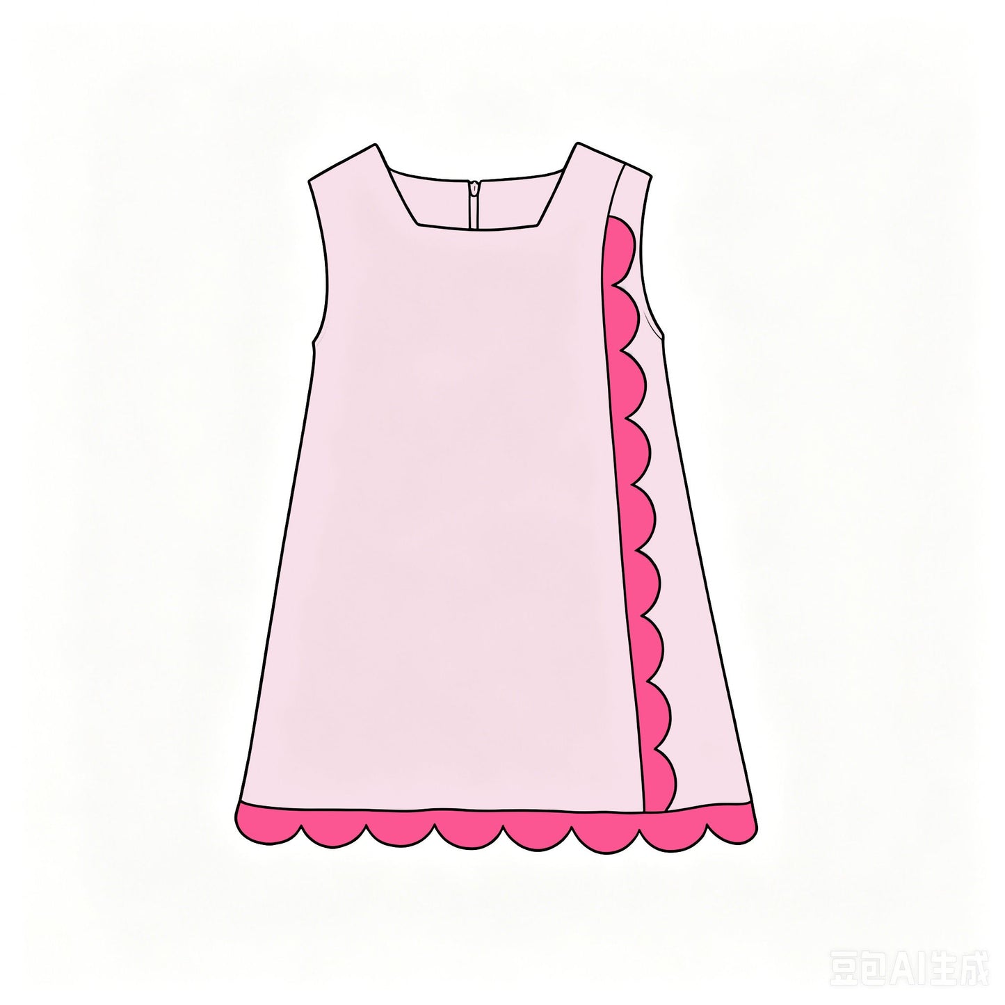 ( Moq 5 ) Preorder Baby Girls Kids Sleeveless Scalloped Zipper Pink Dress Yoga Active Clothes