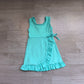( No moq ) Preorder Baby Girls Kids Sleeveless Blue Green Scallop Yoga Active Knee Length Dress
