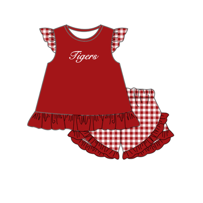 Baby Boy Summer Sibling Tigers Red Romper Set ( Moq 5 Each Style ) 7.9