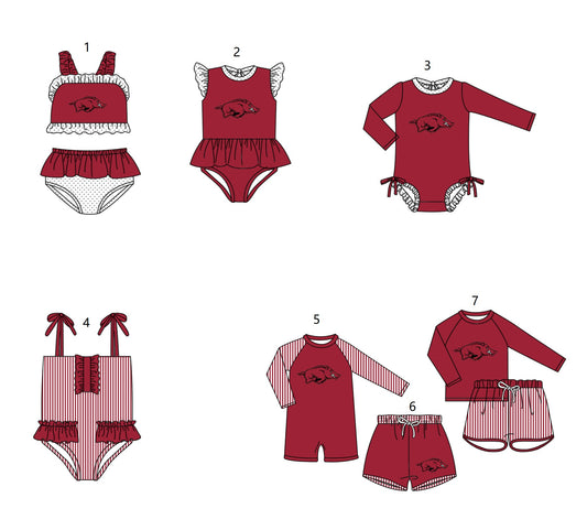 ( Moq 5 Each Style ) Baby Boys Girls Kids Team Sibling Pigs Jumpsuits Sets Swimsuits