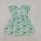 Baby Girls Kids Short Sleeves Green Bows St Patrick Plaid Pockets Knee Length Dress RTS