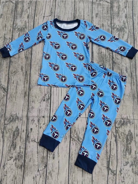 Baby Boy Long Sleeves T Team Shirt Pants Blue Pajamas Set Moq 5