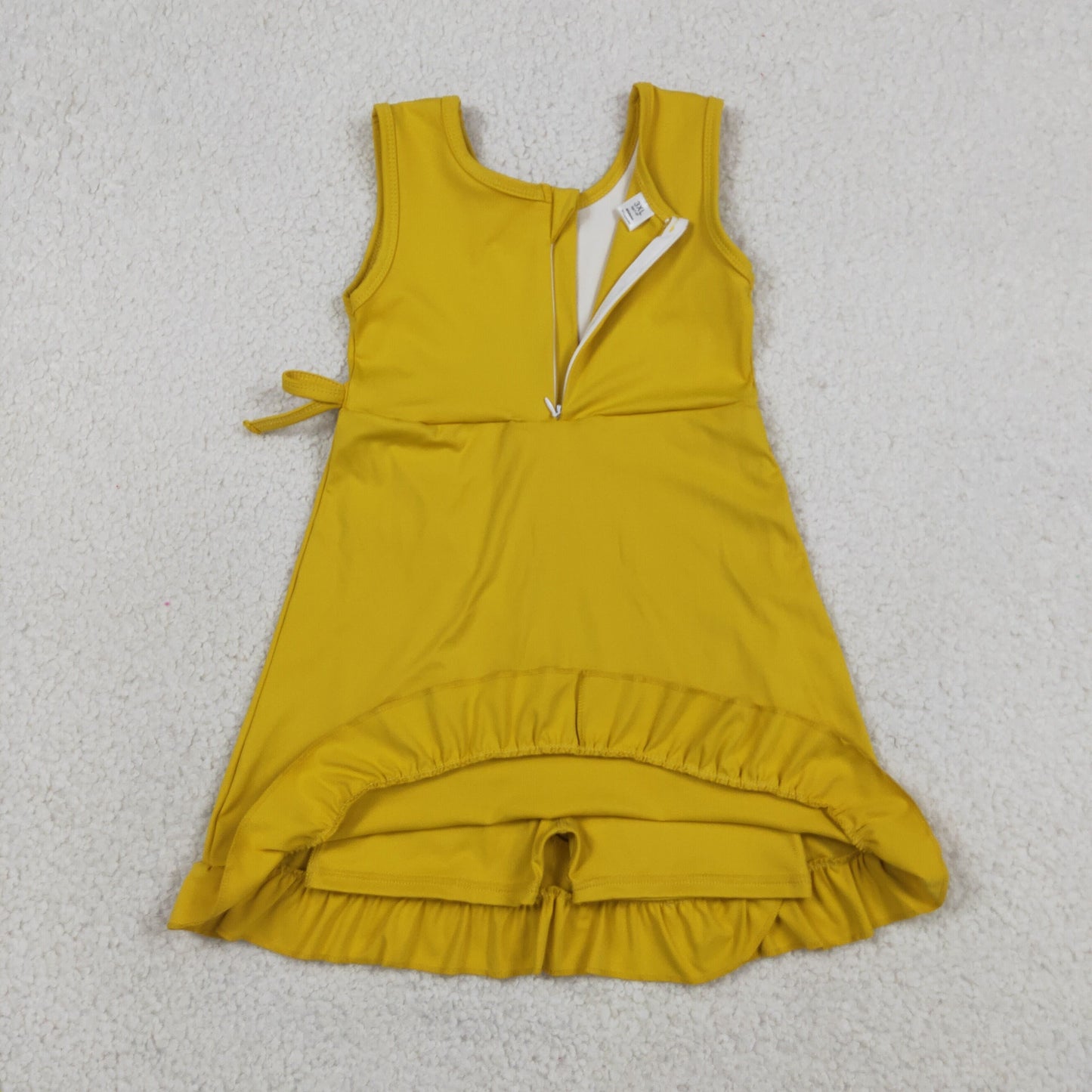 Baby Girls Sleeveless Ruffle Knee Length Yoga Yellow Dress with Shorts RTS
