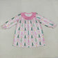 Baby Girl Long Sleeves Tree Bows Christmas Ruffle Knee Length Dress RTS