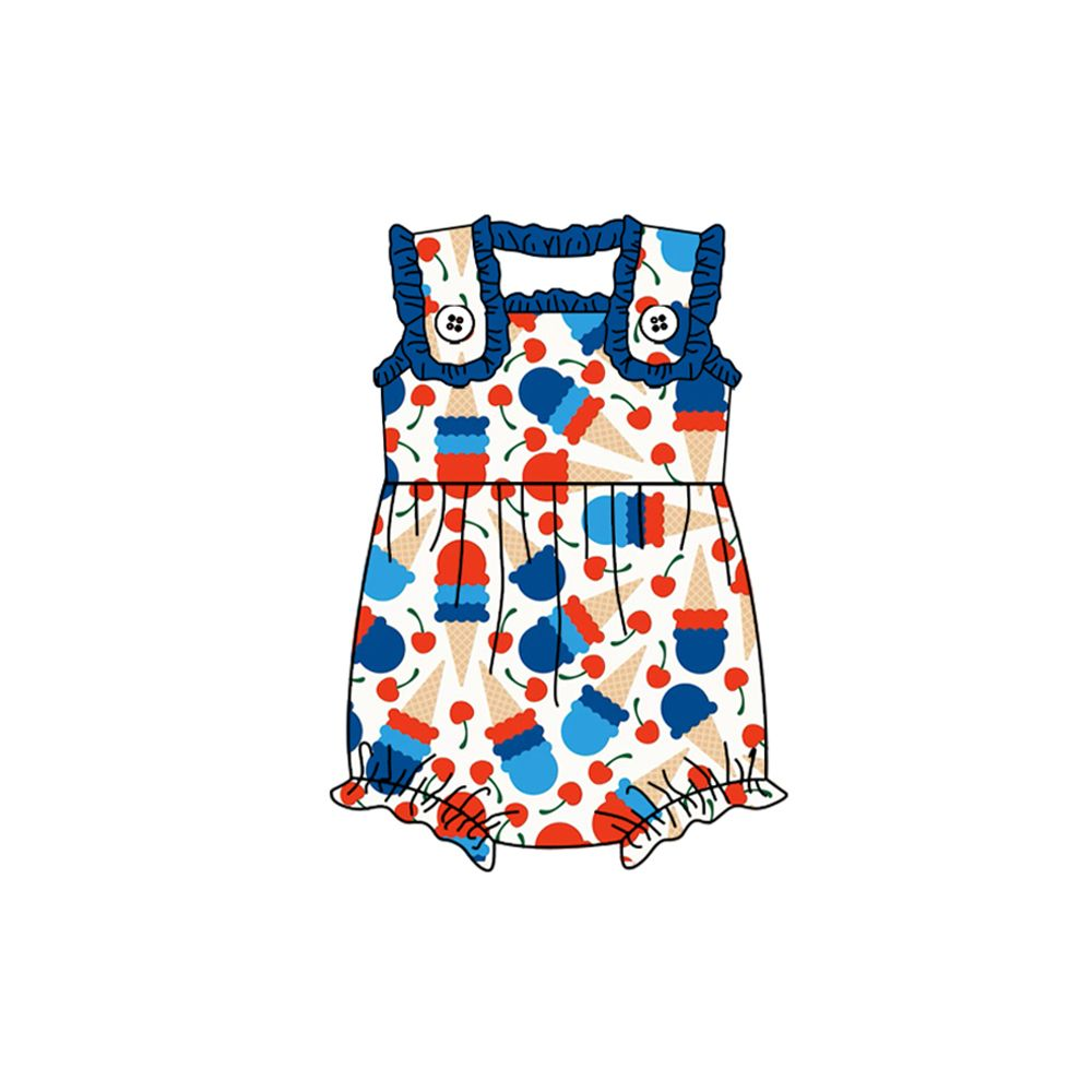 Moq 3 Pre-order SR1298 Baby Girl Popsicle July 4th One Piece Romper