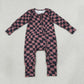 Baby Boys Kids Long Sleeves Brown Black Plaid Zipper Footie Sleeper Romper Clothes RTS