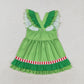 Baby Girl Christmas Green Hearts Bows Ruffle Dress