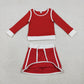 Baby Girls Kids Red Long Sleeve Shirt Skirts Shorts Yoga Clothes Set RTS