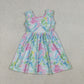 Sibling Baby Girls Kids Sleeveless Sea Flower Knee Length Dress Romper Summer Clothes