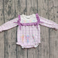Baby Girls Infant Long Sleeves Jesus Loves Me Purple Plaid Cross Easter Romper RTS