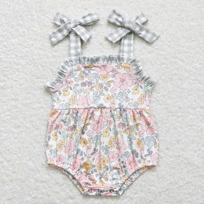 Baby Girl Sleeveless Flower Sibling Romper Set