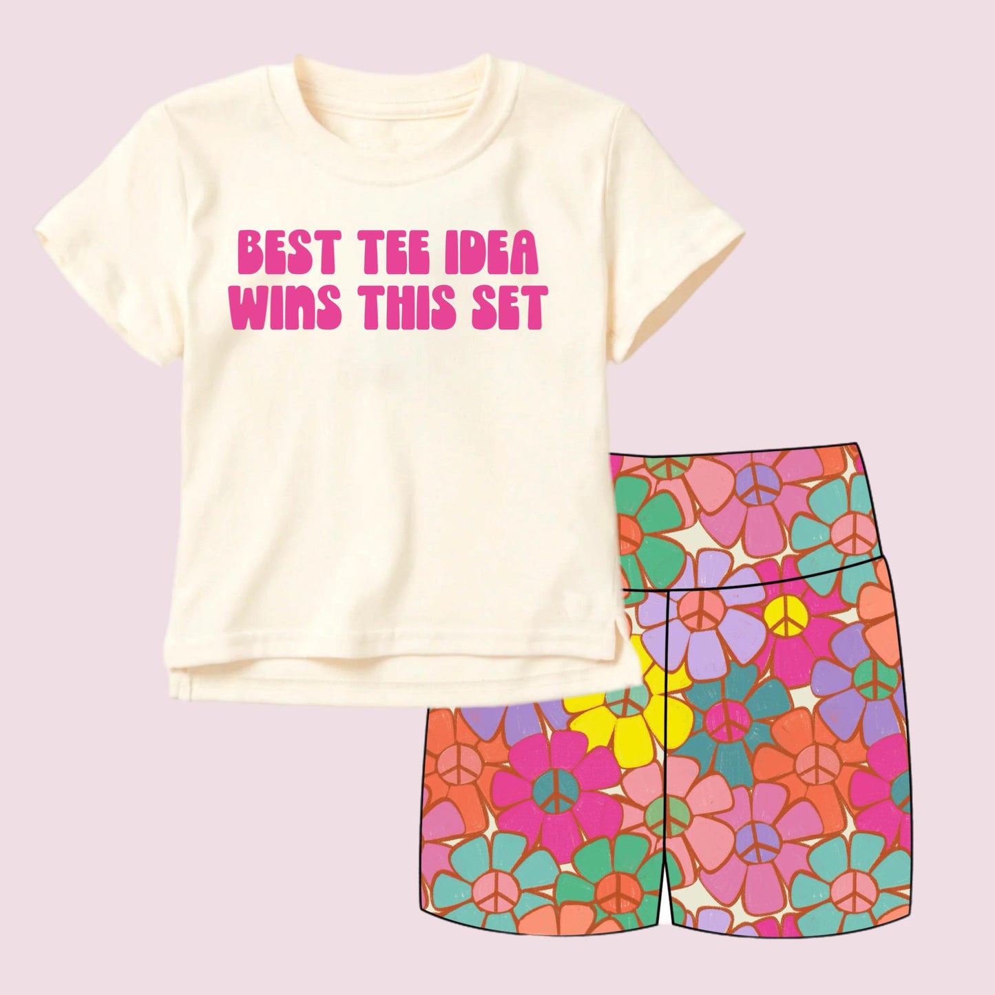 ( Moq 5 ) Preorder Baby Girls Short Sleeves Shirt Flower Shorts Summer Set Clothes