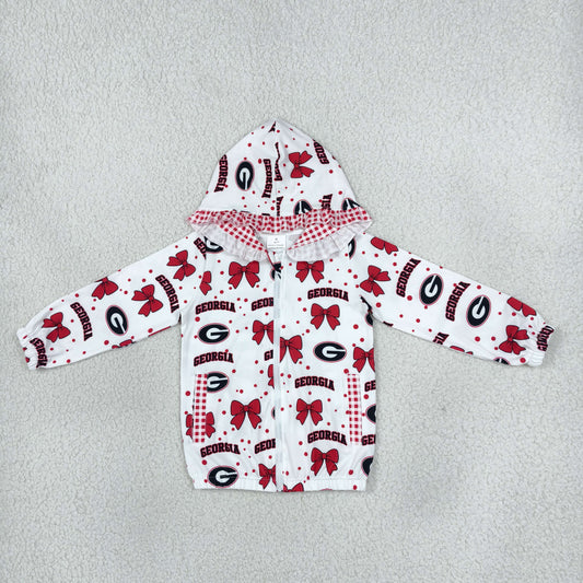 Baby Girl Kids Tigers Red Pockets Zipper Plaid Hoodie Jacket Coat Team Tops RTS