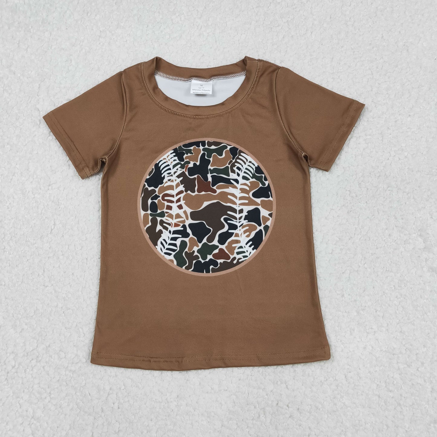 Baby Boys Brown Short Sleeves Camo Baseball Team T-shirt Tee RTS