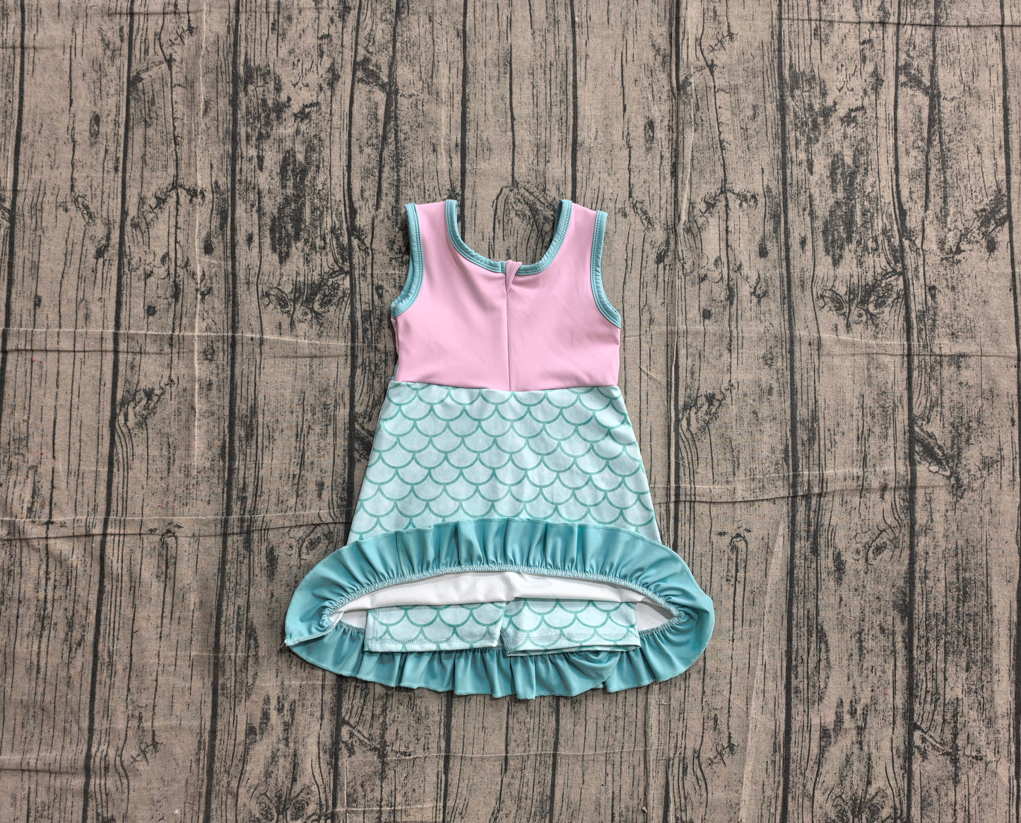 ( No moq ) Preorder Baby Girls Kids Sleeveless Yoga Active Shorts Knee Length Mermaid Dress Scallop Clothes