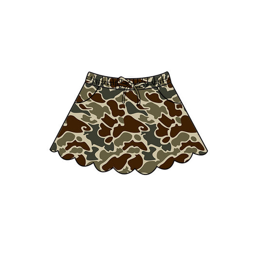 ( Moq 5 ) Preorder Baby Girls Kids Camo Shorts Pockets Skirt Scallop Clothes