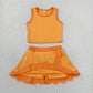Baby Girls Kids Orange Shirt Scallop Skirt Shorts Yoga Active Set Clothes RTS
