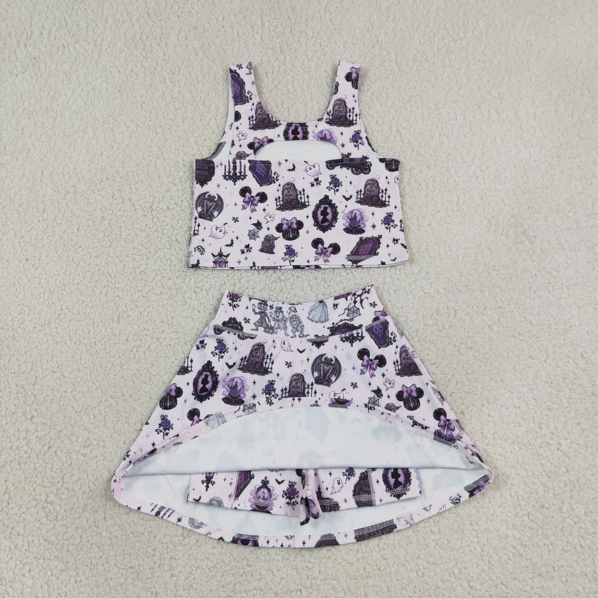 Baby Girls Kids Bows Ghosts Shirt Cartoon Skirt Shorts Halloween Set Yoga Active Clothes RTS