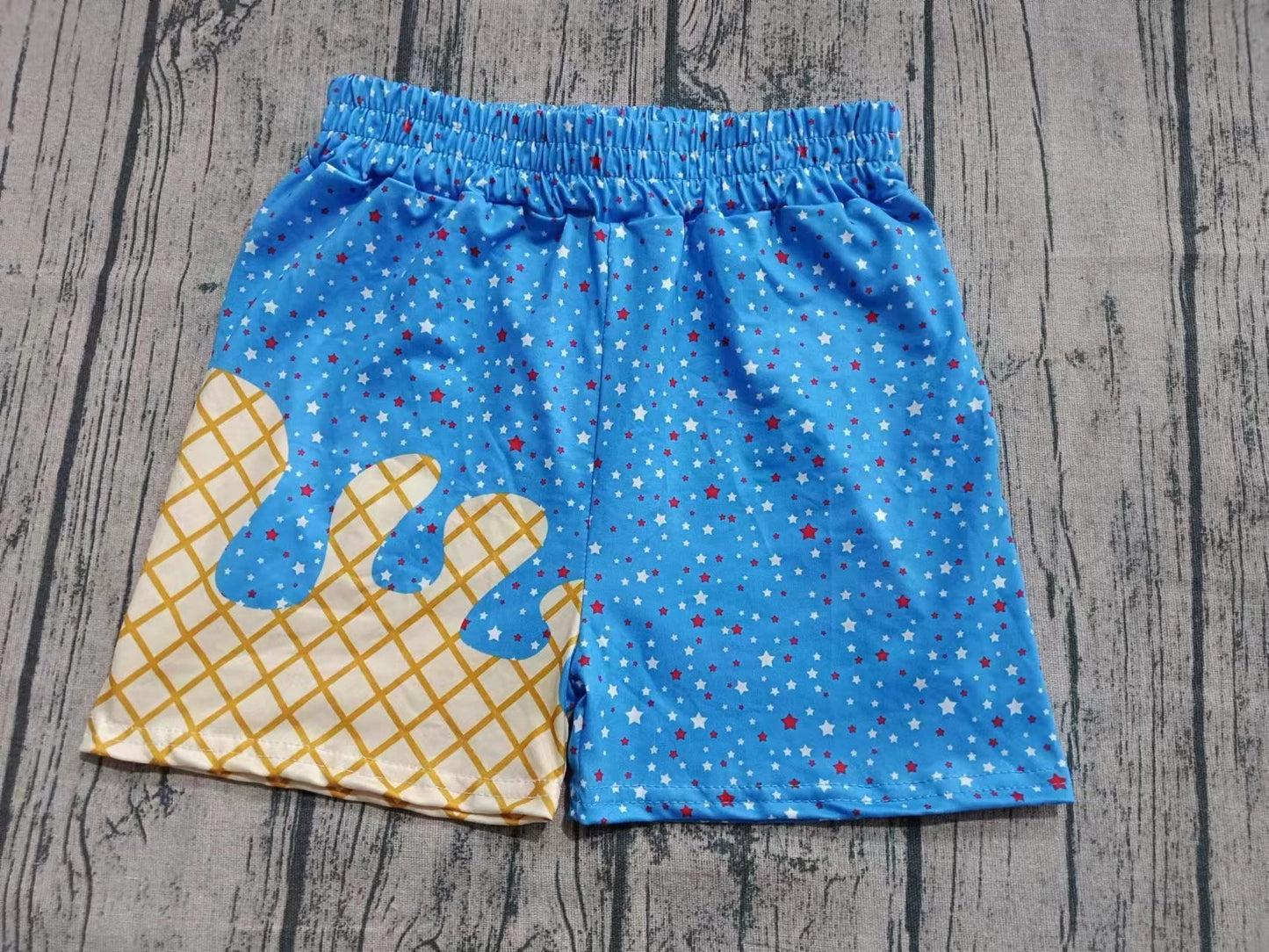( Moq 5  ) Baby Boy Summer Blue Stars Plaid Shorts Bottoms