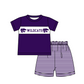 ( Moq 5 Each Style ) Baby Boys Girls Short Sleeves Team Sibling Purple Romper Dress Set