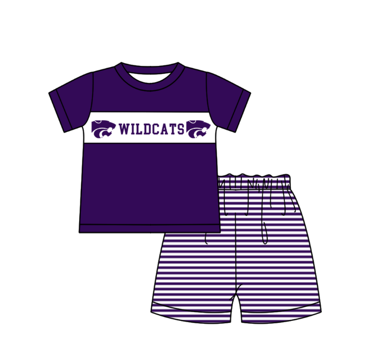 ( Moq 5 Each Style ) Baby Boys Girls Short Sleeves Team Sibling Purple Romper Dress Set