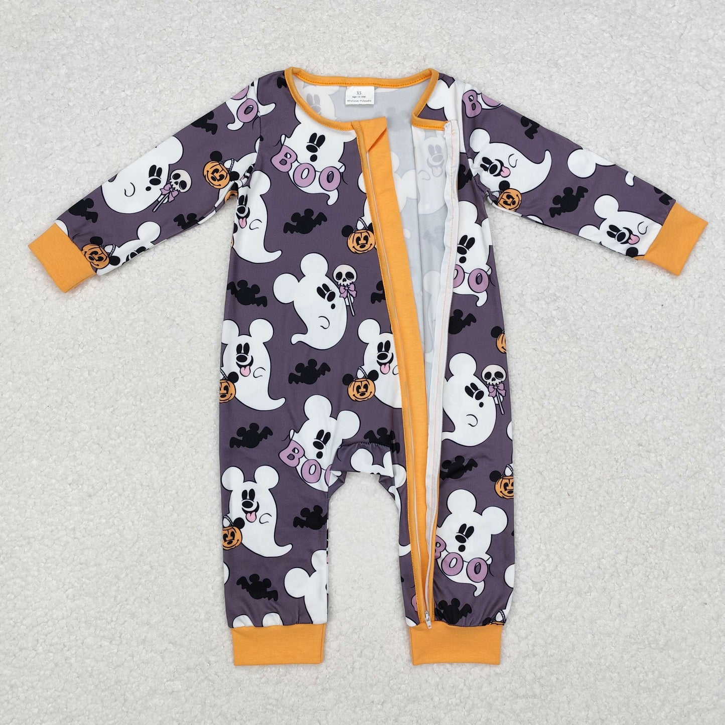 Baby Boy Halloween Mouse Ghost Pumpkin Zipper Long Sleeves Romper