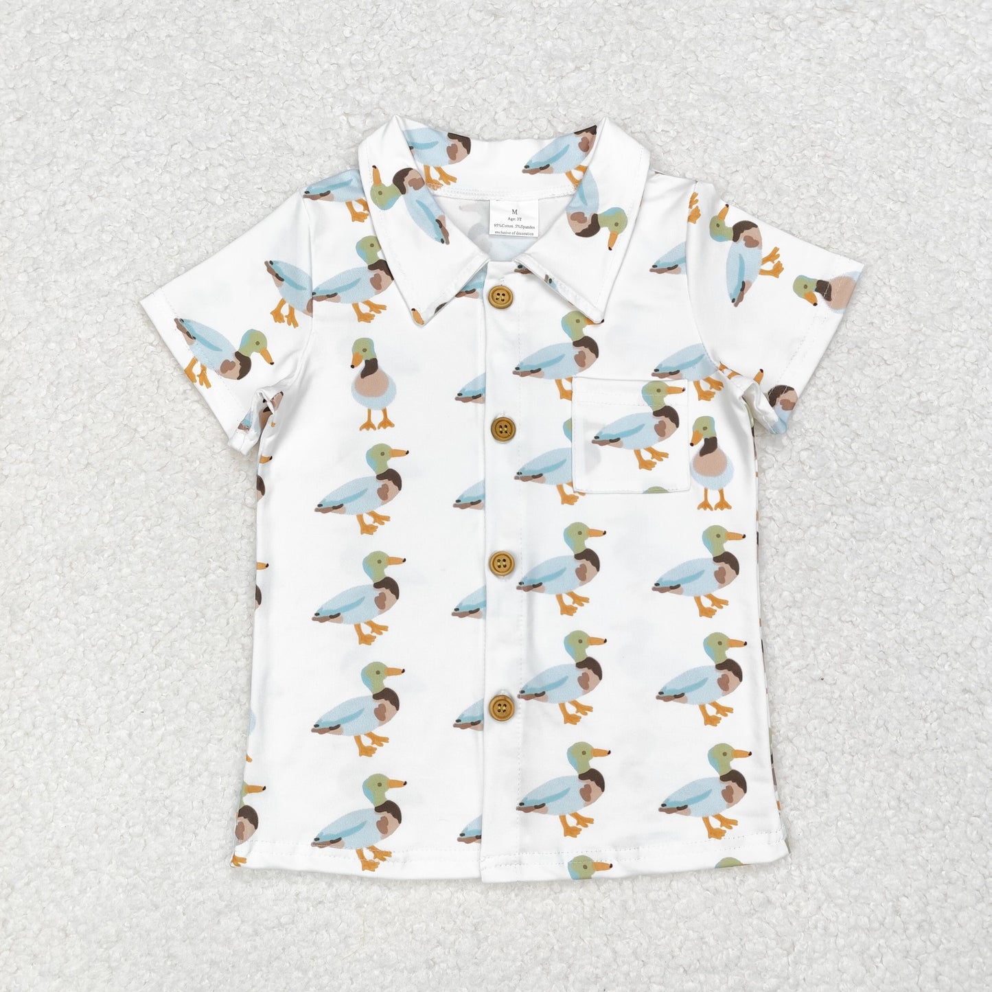 Baby Boy Short Sleeves Duck Buttons Tee Shirt Tops