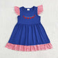 Baby Boy Embroidery Apple Buttons Blue Shirt Red Plaid Shorts Back to School Clothes Set RTS