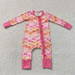 Baby Girl Long Sleeves Bows Pink Ruffle Zipper Pajamas Romper RTS