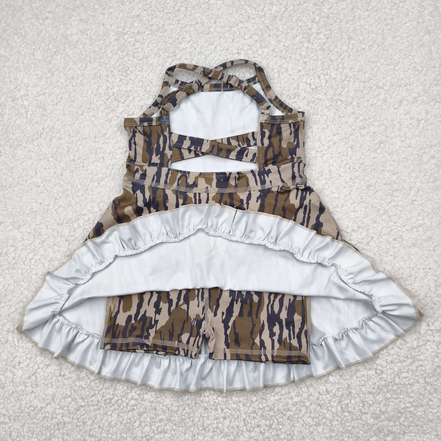 Baby Girl Straps Bottomland Camo Yoga Active Wear Knee Length Dress RTS