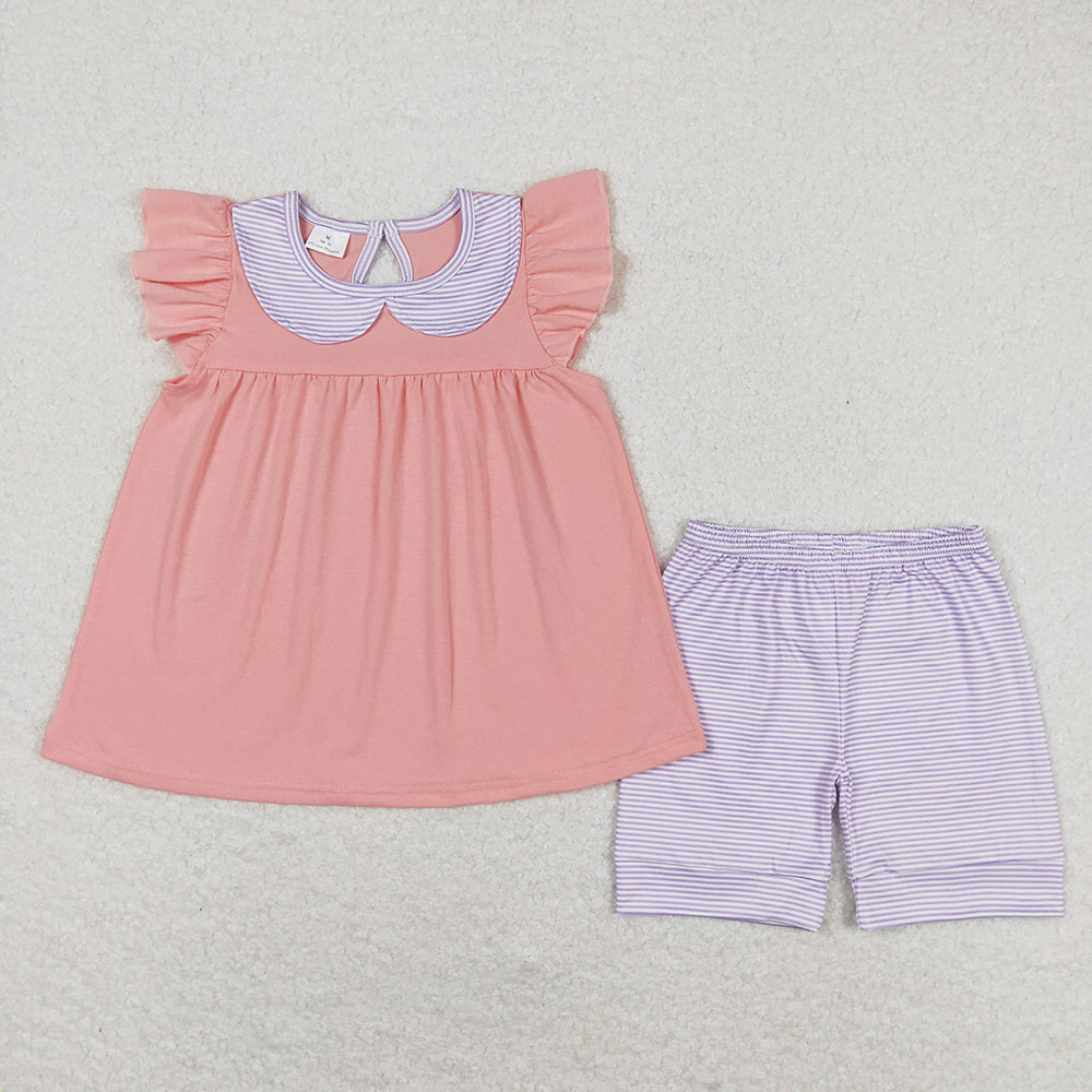 Baby Girl Sibling Sister Short Sleeves Cotton Tunic Shorts Set