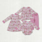Sibling Kids Girls Long Sleeves Pink Cake Trees Christmas Romper Dress Set Clothes RTS