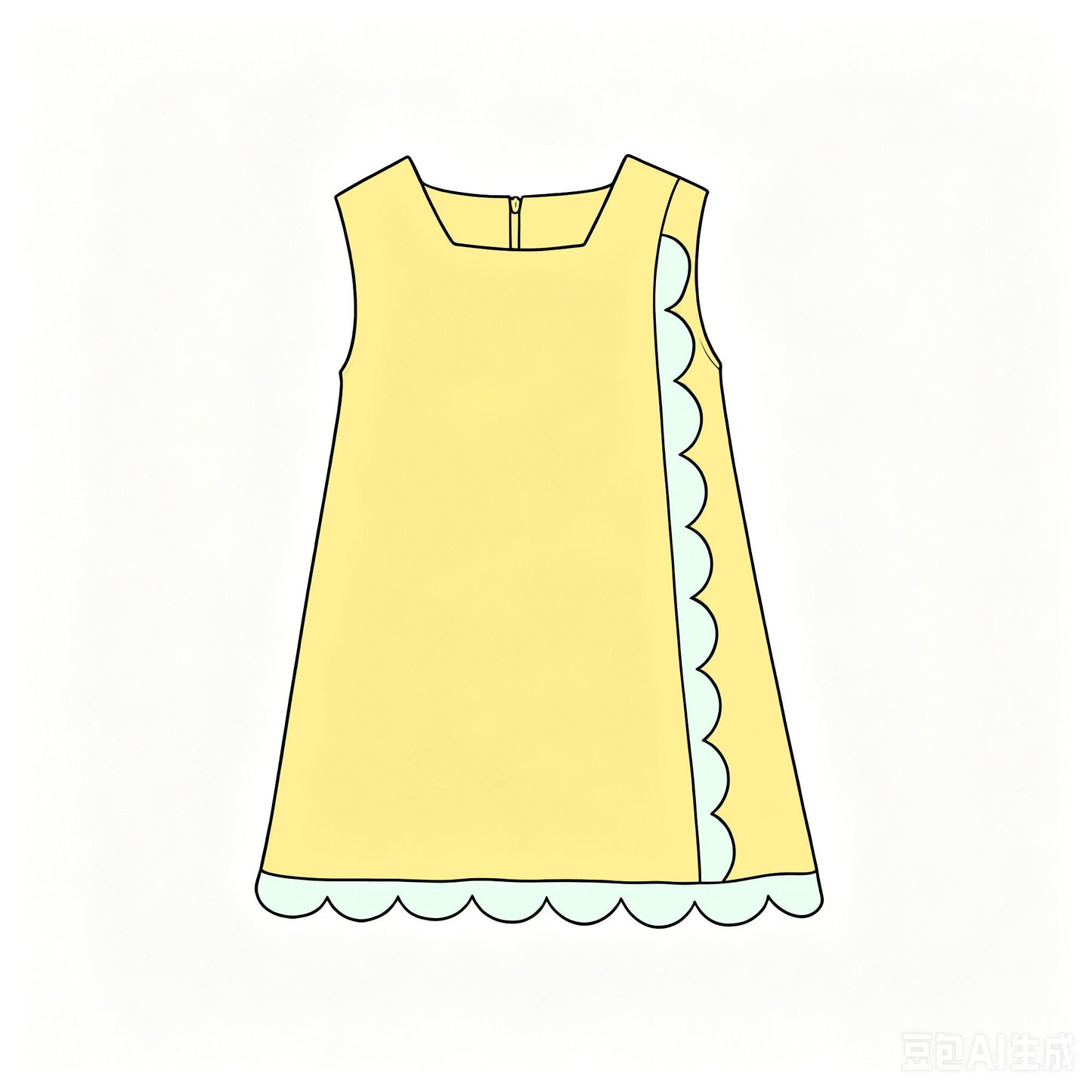 ( Moq 5 ) Preorder Baby Girls Kids Sleeveless Scalloped Zipper Dress Yoga Active Yellow Clothes