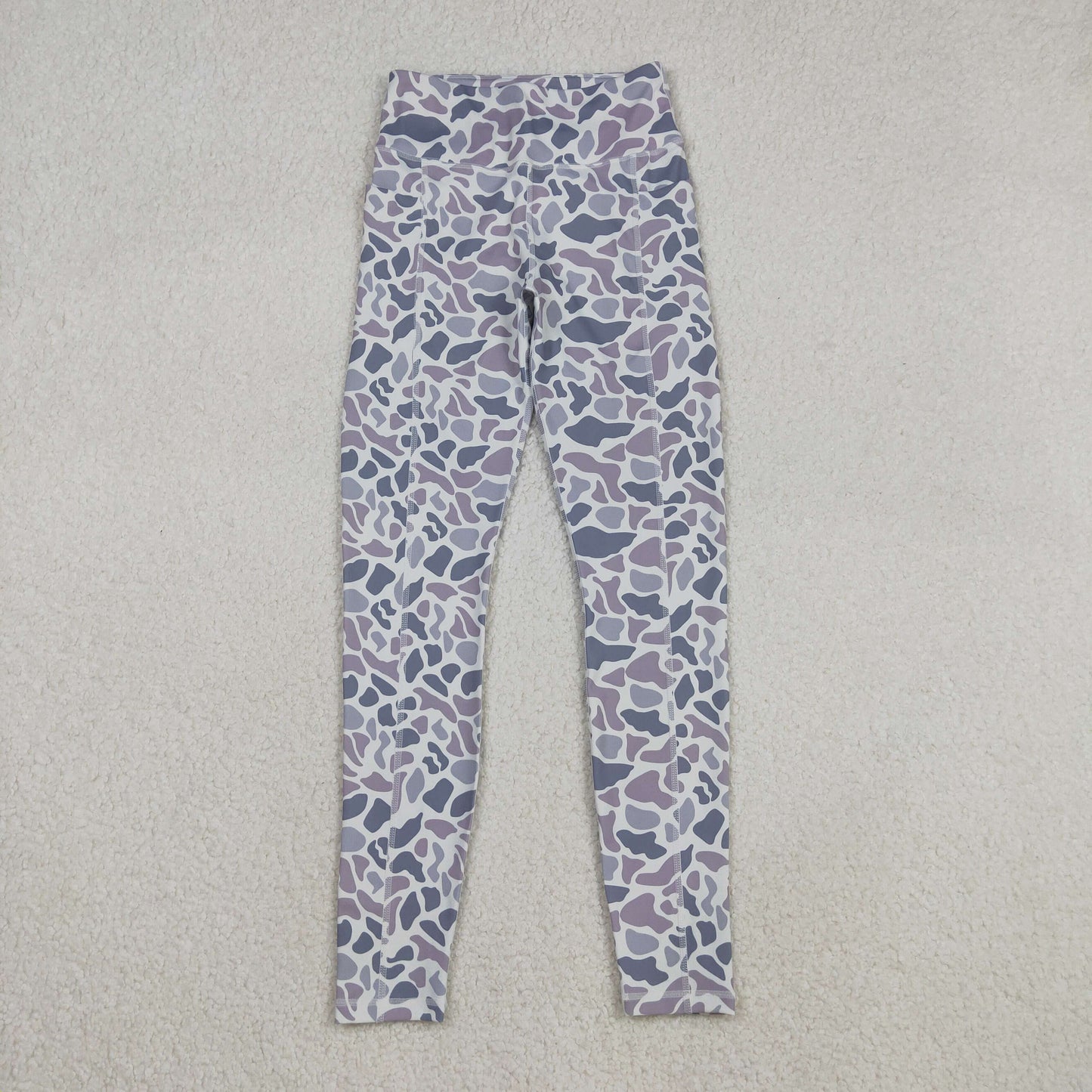 Adult Women Grey Camo Yoga Active Legging Pockets Pants Bottoms